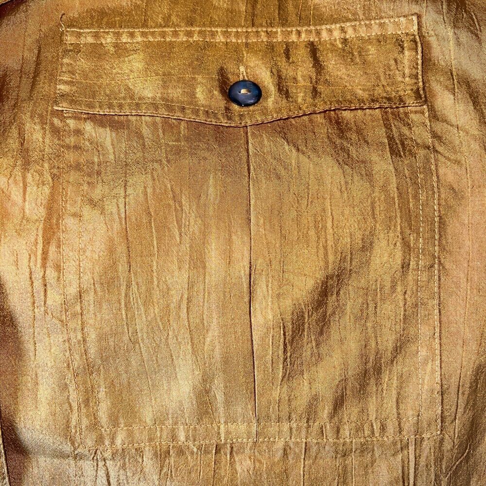 Josephine Vintage 90s Womens 10 Blouse Satin Orange Pockets Button Up 3/4 Sleeve - Picture 9 of 12